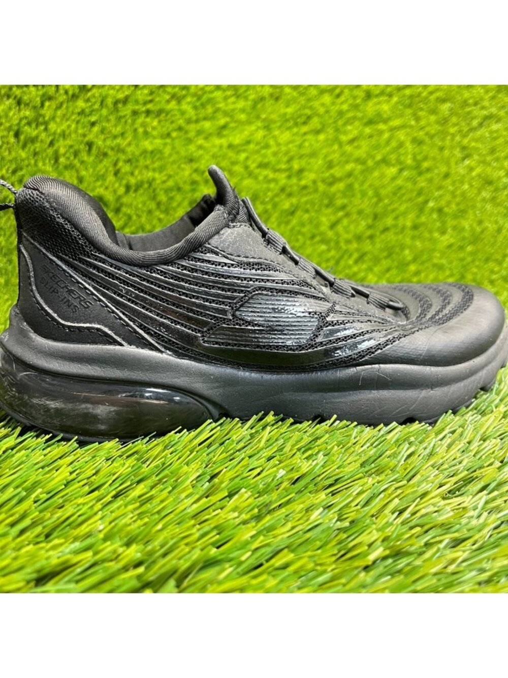 Skechers Air Cushion Boys Size 13C Black Running Walking Slip-On Shoes Sneakers